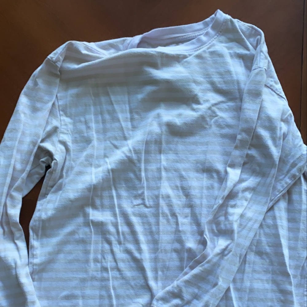 White/tan striped long sleeve